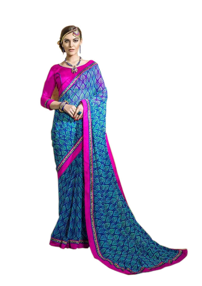 Blue Georgette Saree